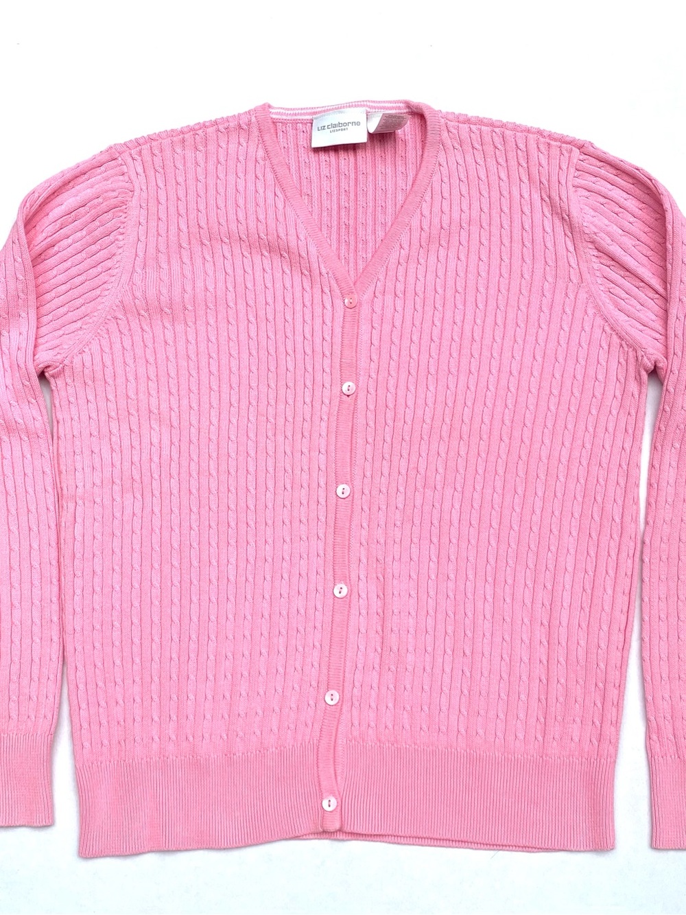Pretty Pink Cable Knit Cardigan SWEATER   Size M